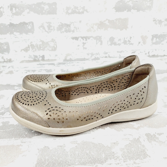 Rockport Daisey Eyelet Leather  Women's  Metallic Slip On Flats C746 - Picture 1 of 11
